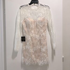 Bebe Jessica Open Back Lace Dress